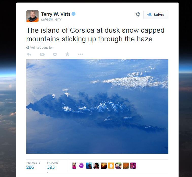 La Corse sur le twitter de @AstroTerry