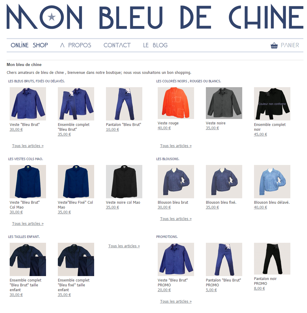 La boutique en ligne " mon bleu de chine"